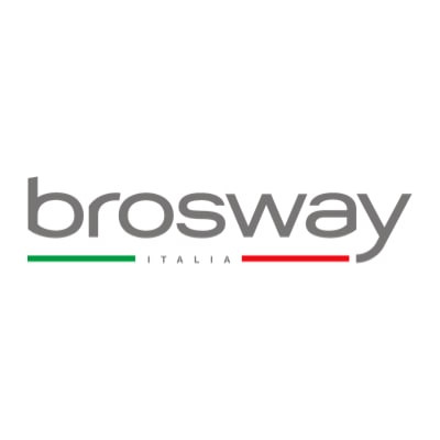 Logo di brosway in lettere minuscole grigie con sotto la scritta ITALIA, affiancato da una linea verde a sinistra e una linea rossa a destra, che riprende i colori della bandiera italiana. Ideale per progetti ecommerce su misura.